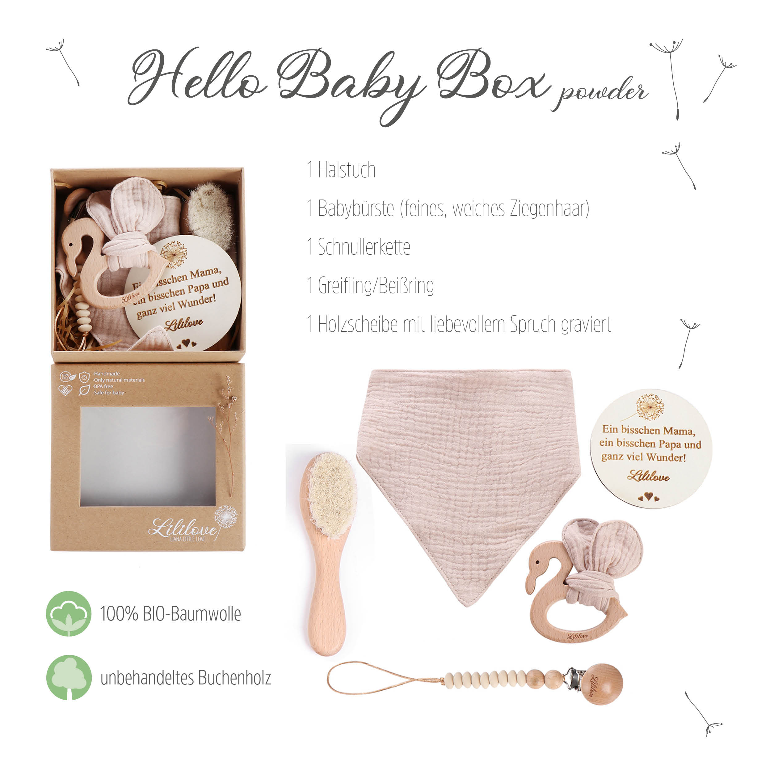 Geschenkset - Hello Baby Box - powder