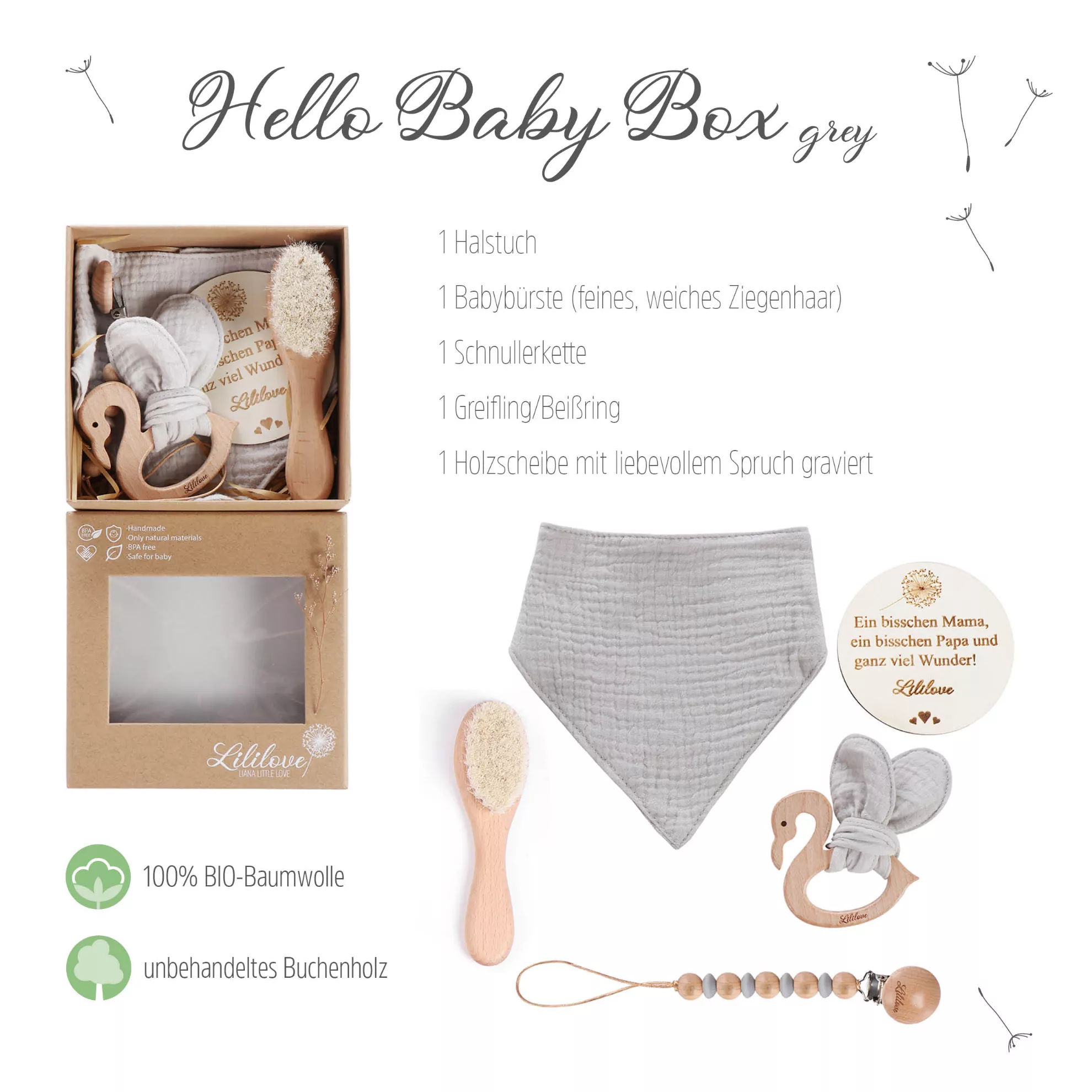 Geschenkset - Hello Baby Box - grey
